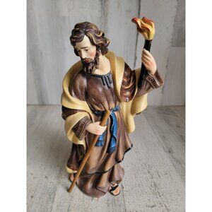 O'well Joseph nativity scene torch vintage ceramic figure